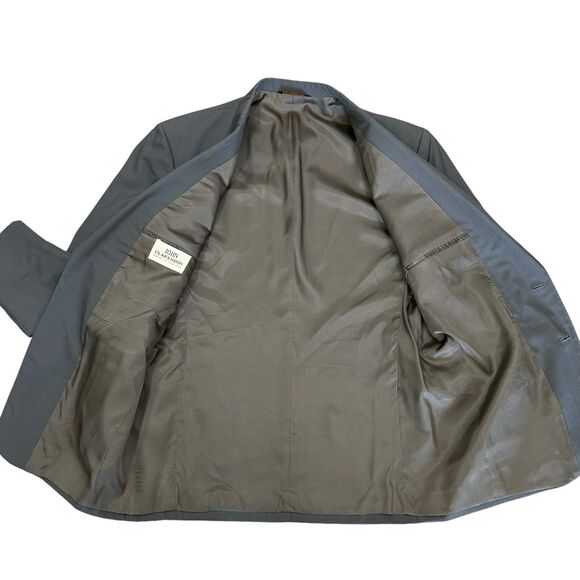 John Clarenton Sports Blazer Jacket Men's 44R Gray 2 Button Single Breast Suit - Picture 11 of 14